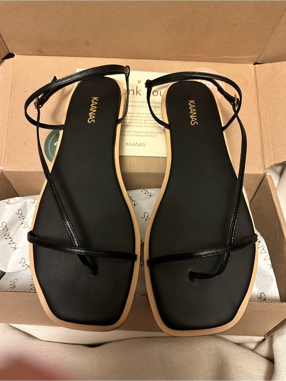 KAANAS Alayta strappy ankle-strap sandals in black leather